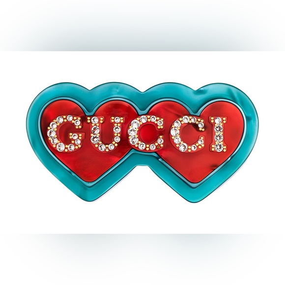 GUCCI Double Heart Women's Hair Clip Barrette Hair Accessory Clip - Picture 1 of 5